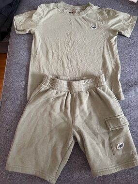 New Balance Kids Olive Cargo Knit Shorts Set - Green